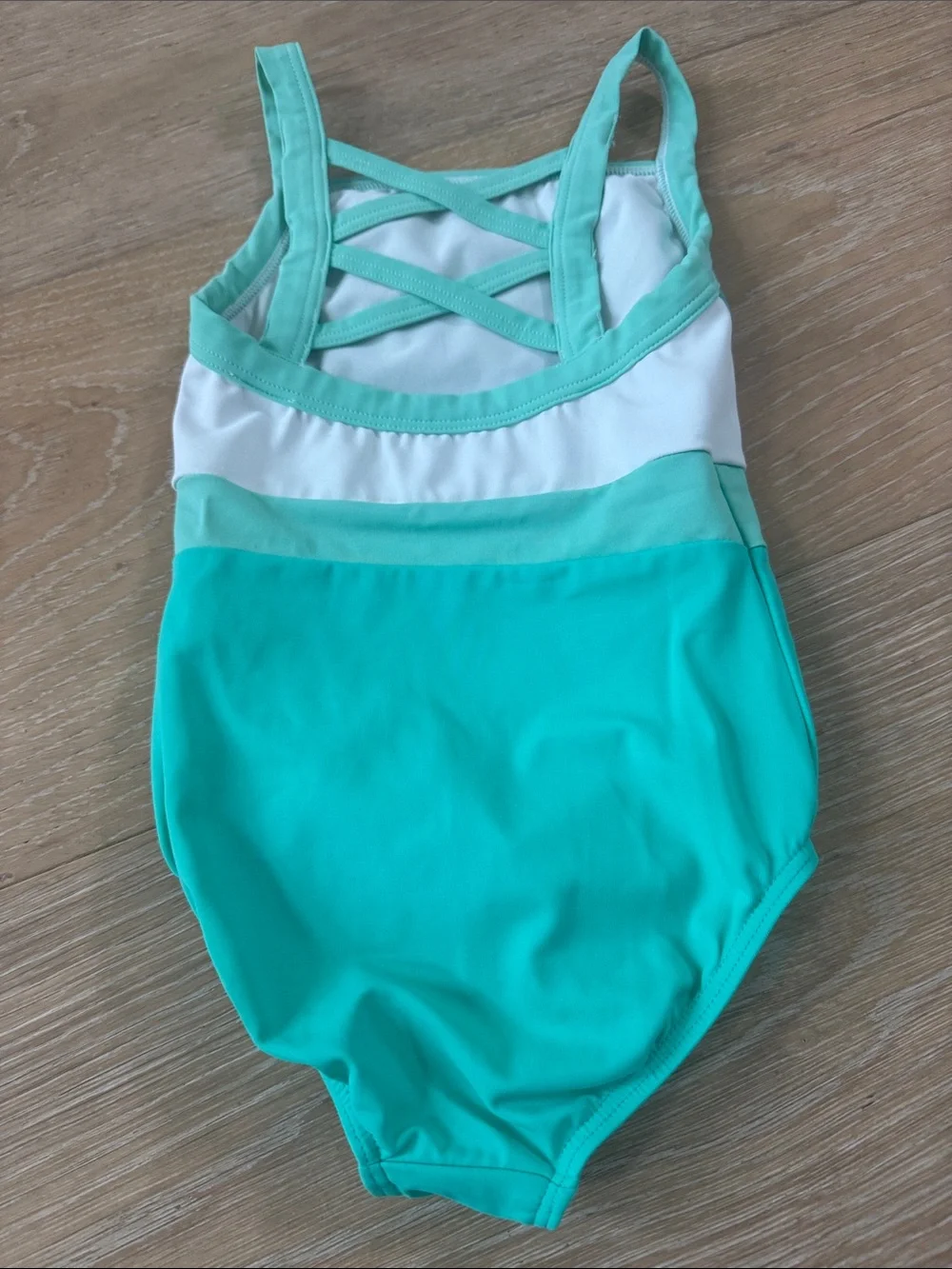 MAGGIE × SYLVIA P Girls Teal Shimmer Leotard Child Size 4
